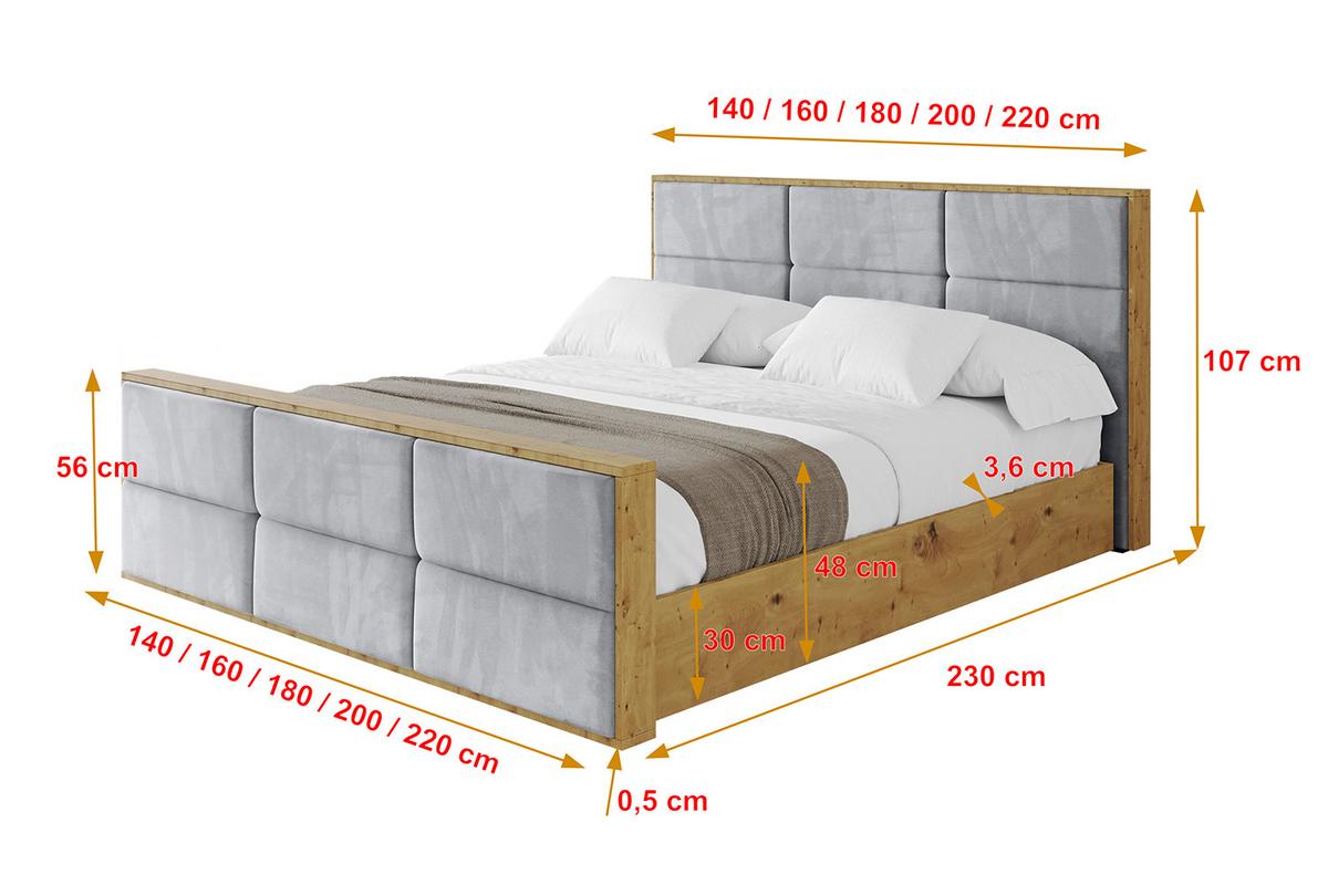 POLSTERBETT mit Bettkasten, Fußteil und Lattenrost, Boxbett ohne Matratze - ENZO1-Z 180x200 Hellgrau - Hellgrau, Holzwerkstoff/Textil (180/200cm) - ALTDECOR