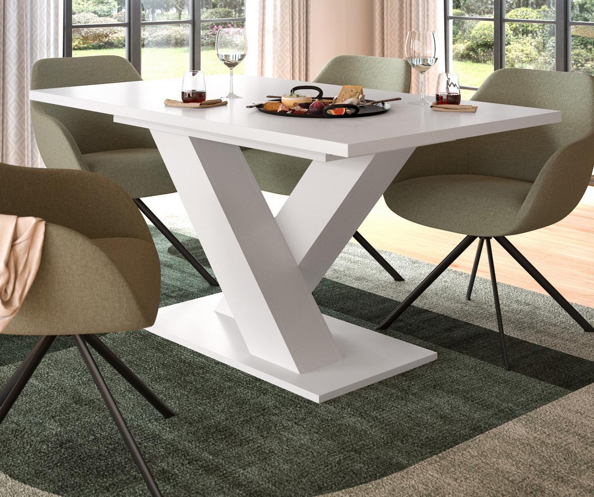 ESSTISCH weiß, Küchentisch ausziehbar 150 - 190 cm - Weiß, Holzwerkstoff/Metall (150/90/76cm) - Inn.Furn