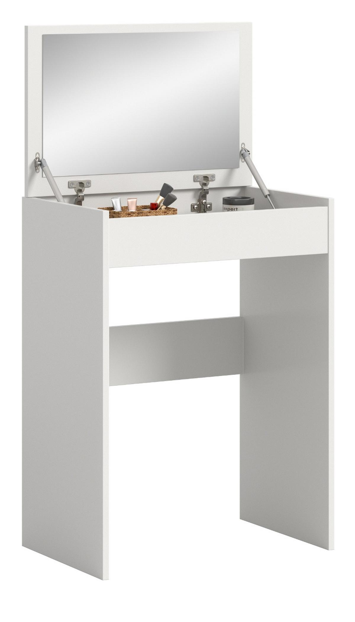 SCHMINKTISCH in weiß 62 x 84 cm, Kosmetiktisch mit Spiegel und Soft-Close - Weiß, Glas/Holzwerkstoff (62/84/40cm) - Inn.Furn
