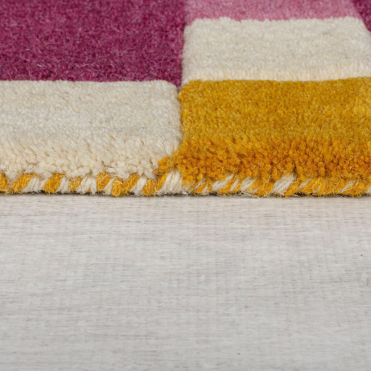 WOLLTEPPICH WENSUM, geometrisch, Rosa-Gelb, 200 x 290 cm - Rosa, Textil (290/200cm) - KADIMA DESIGN