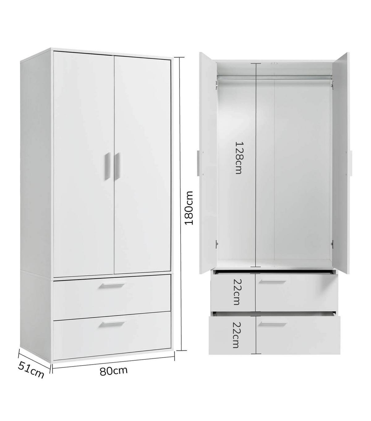 KLEIDERSCHRANK Der Kleiderheld - Weiß, Holzwerkstoff (80/180/51cm) - Mokebo