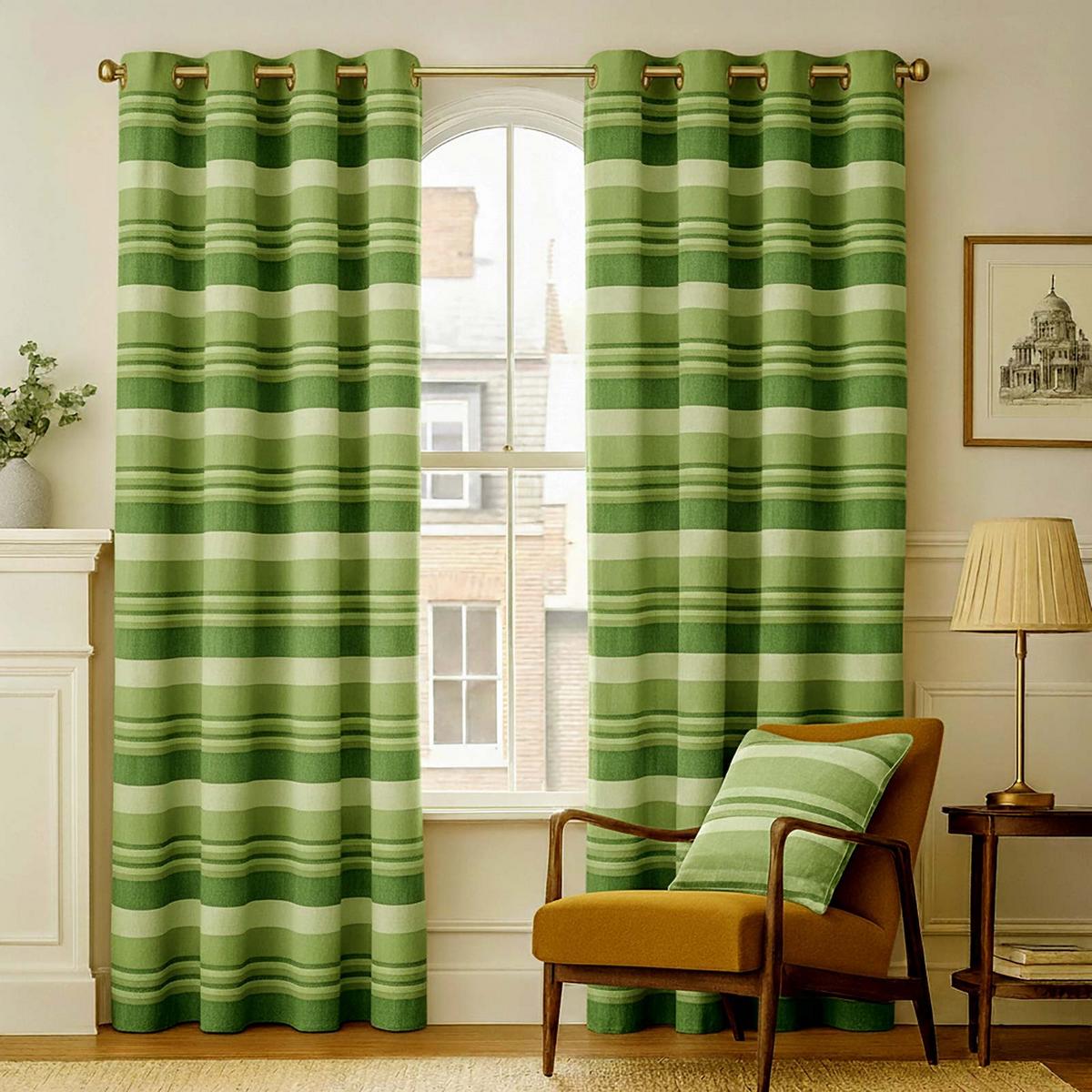 ÖSENVORHANG Morocco blickdicht 2er-Set, 167/182 cm - Grün, Textil (167/182cm) - Homescapes