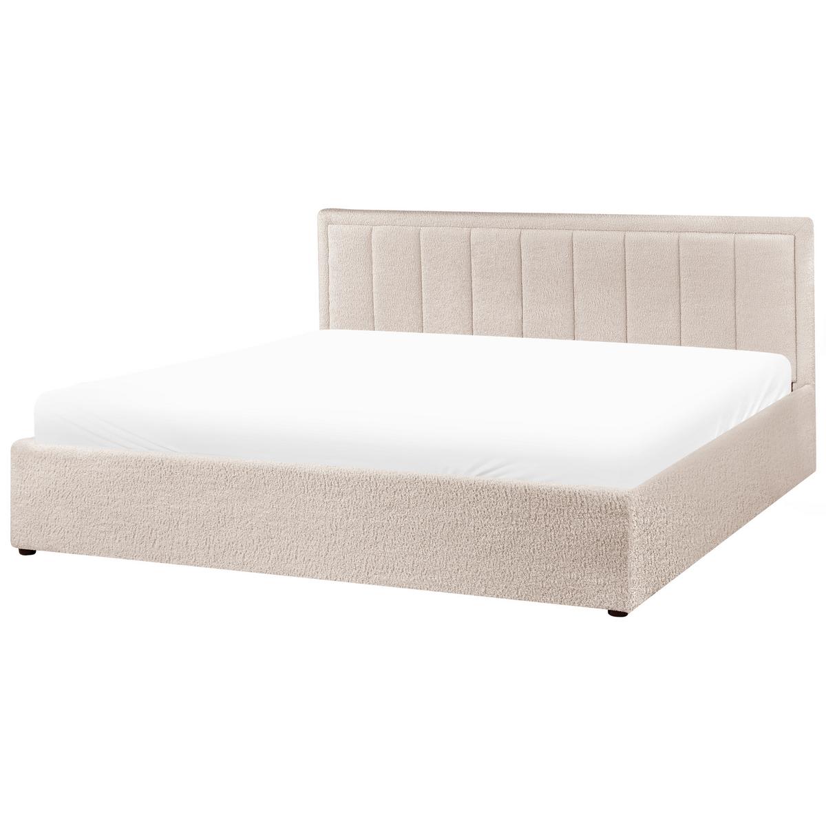BETT mit Stauraum 180/200 cm Bouclé Beige Montlaur - Beige, Textil (180/200cm) - Beliani