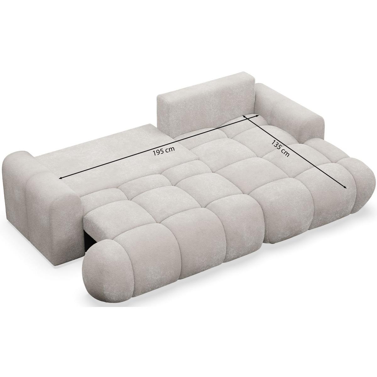 ECKSOFA Ombo Mini, Hellgrau Bouclé, rechtsseitig - Hellgrau/Schwarz, Kunststoff/Textil (155/246cm) - Selsey