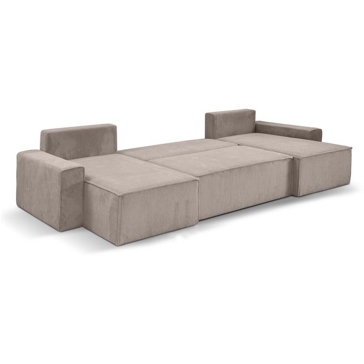 WOHNLANDSCHAFT Hektor U mit Schlaffunktion, 377 cm, cappuccino - Schwarz/Cappuccino, Kunststoff/Textil (377/94/152cm) - Beautysofa