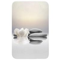 WC-VORLEGER Steine - Lotus - Weiß - Wasser - Zen WC Teppich 50x80 cm - Weiß, Textil (50/1cm) - OnlyWow