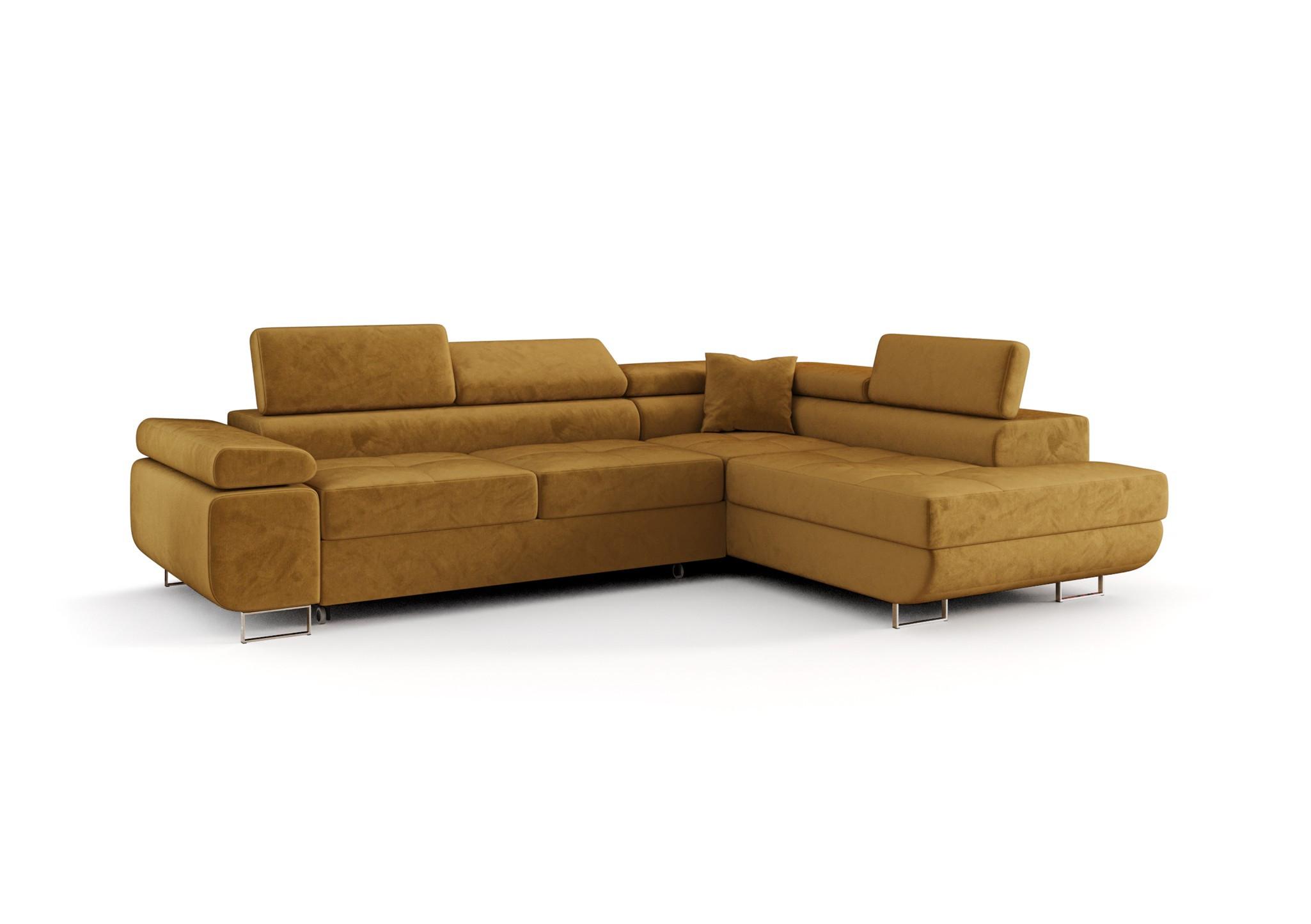 ECKSOFA Monaro Mit Schlaffunktion - Gelb, Holzwerkstoff/Textil (275/202cm) - Fun Möbel