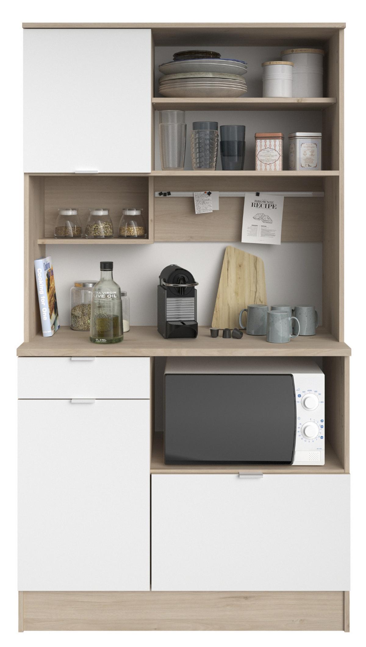 BUFFET Miniküche in weiß 100 x 184 cm, mit viel Stauraum - Multicolor/Weiß, Holzwerkstoff/Metall (100/184/45cm) - Parisot Meuble