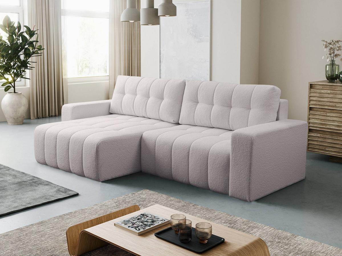ECKSOFA Masone - Hellrosa/Schwarz, Holz/Kunststoff (245/143cm) - MIRJAN24