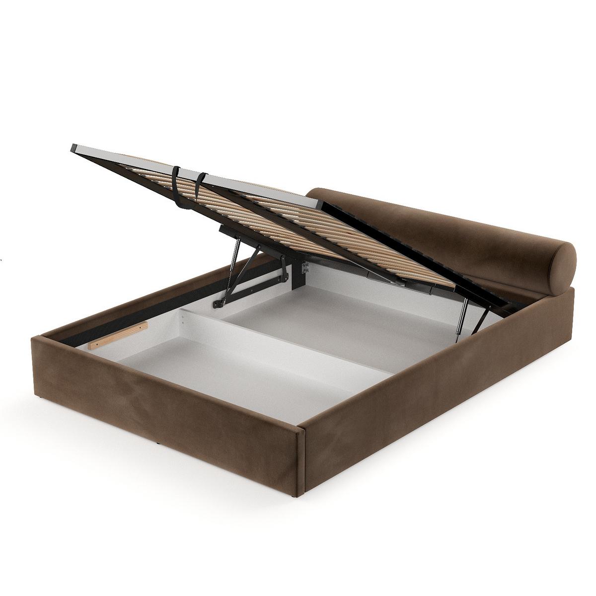 POLSTERBETT Solvo mit Stauraum 160/200 cm Braun im Kronos Stoff - Schwarz/Naturfarben, Holz/Holzwerkstoff (160/200cm) - AltaBeds