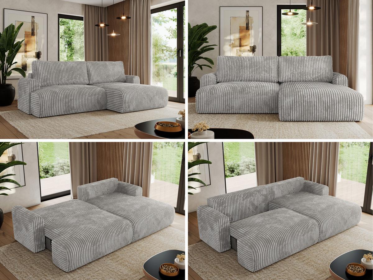 ECKSCHLAFSOFA TONO L Grau Cord - rechts - Schwarz/Grau, Kunststoff/Textil (150/260cm) - MKS