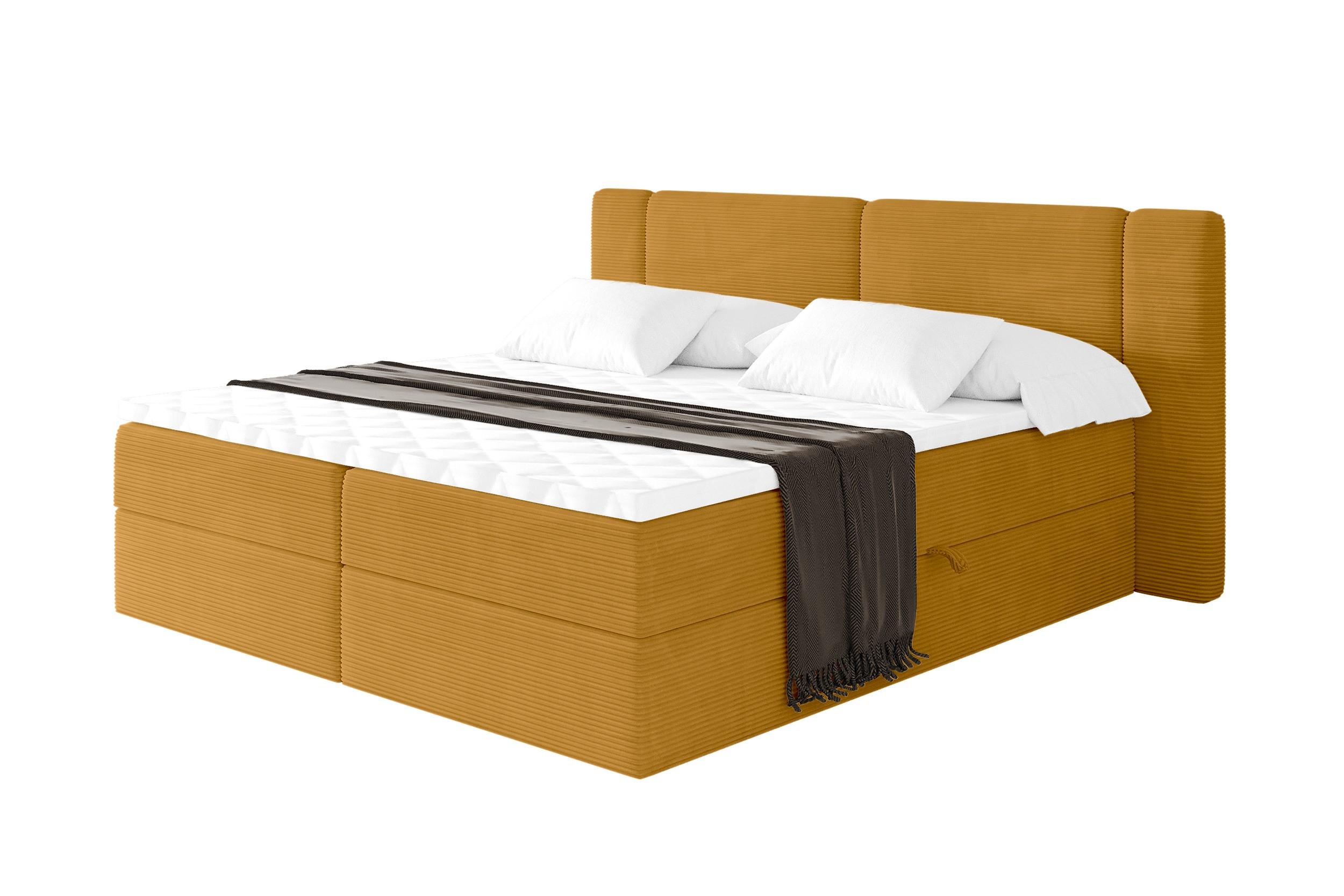 BOXBETT mit Matratze H3 - EVON - 180x200 cm Senfgelb - Dunkelgelb, Holzwerkstoff (180/200cm) - ALTDECOR