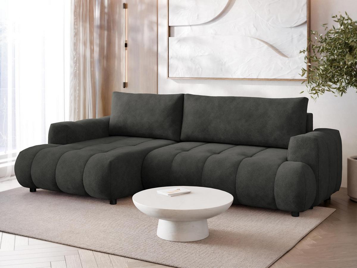 ECKSOFA Haiti, Seite: Links LC+2R - Anthrazit/Schwarz, Holz/Textil (276/156cm) - MIRJAN24