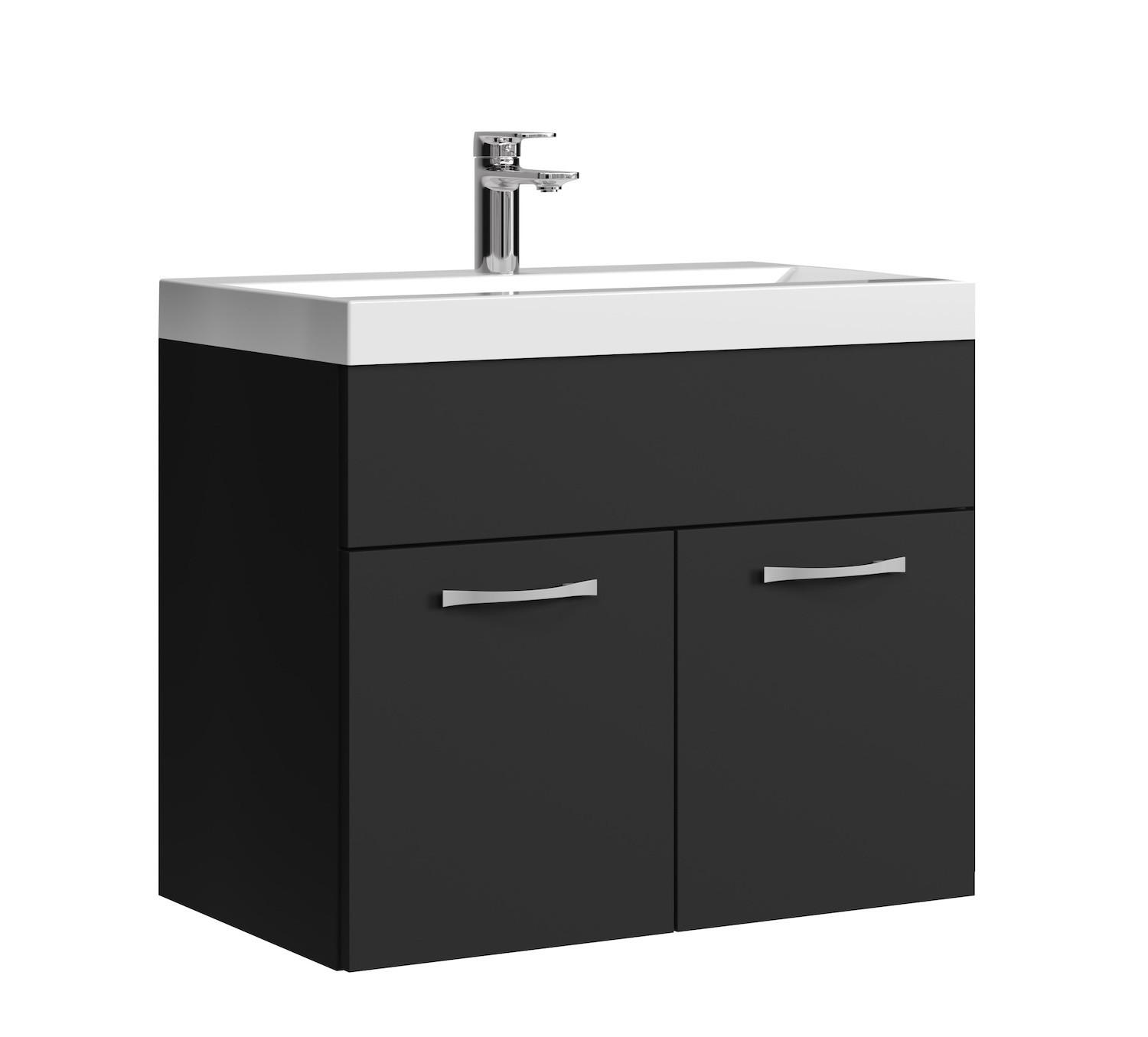BADMÖBEL-SET Montreal 2 Teile Schwarz Matt - 60 x 35 x 51 cm - Schwarz, Holz (60/51/35cm) - Badplaats