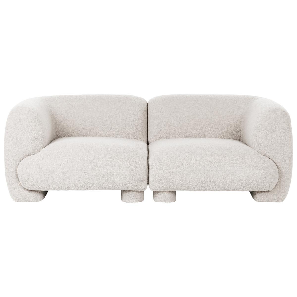 MODULSOFA 2-Sitzer Cremeweiß Bouclé Mjalbi - Creme, Textil (194/69/91cm) - Beliani
