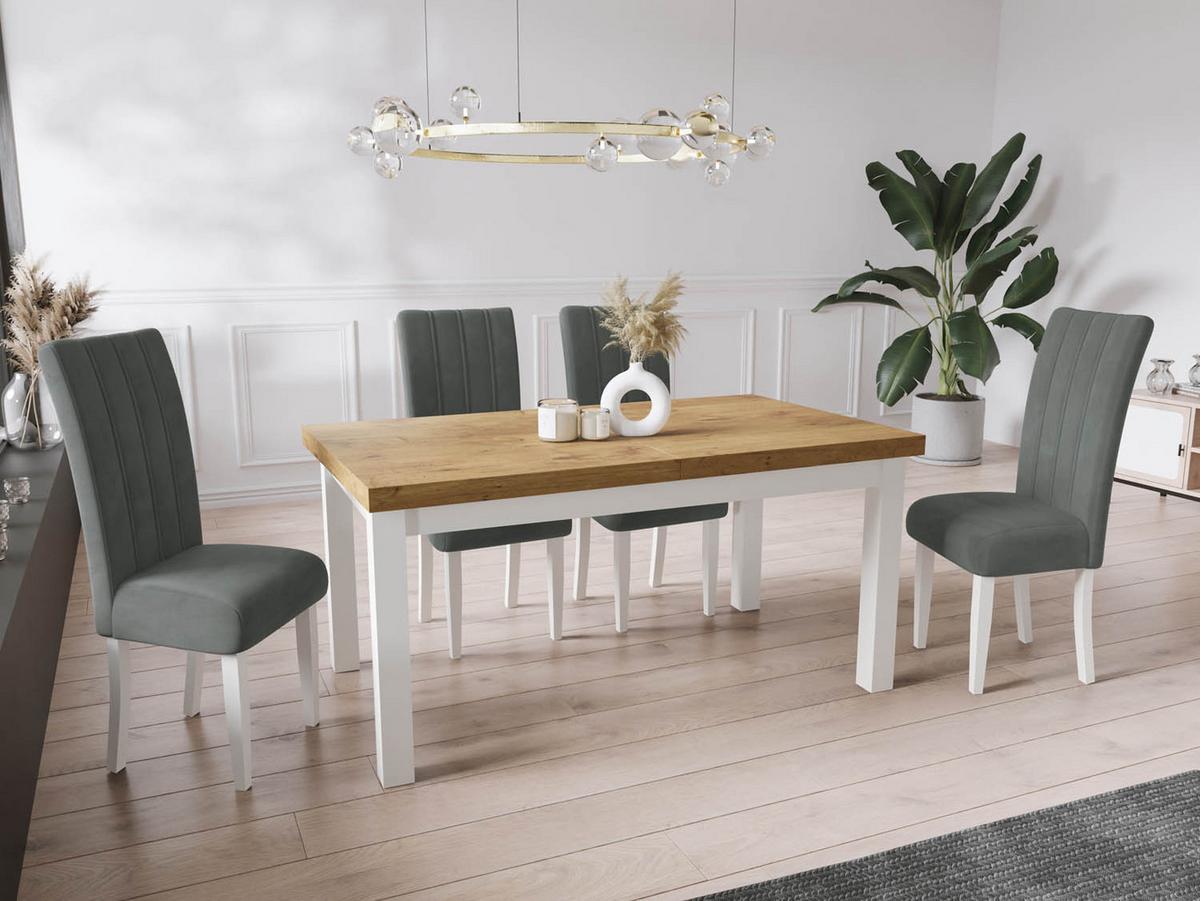 ESSTISCH Avena rechteckig ausziehbar, Lancelot Eiche 160/90/78 - Eichefarben/Weiß, Holz/Holzwerkstoff (90/210/78cm) - WFL GROUP