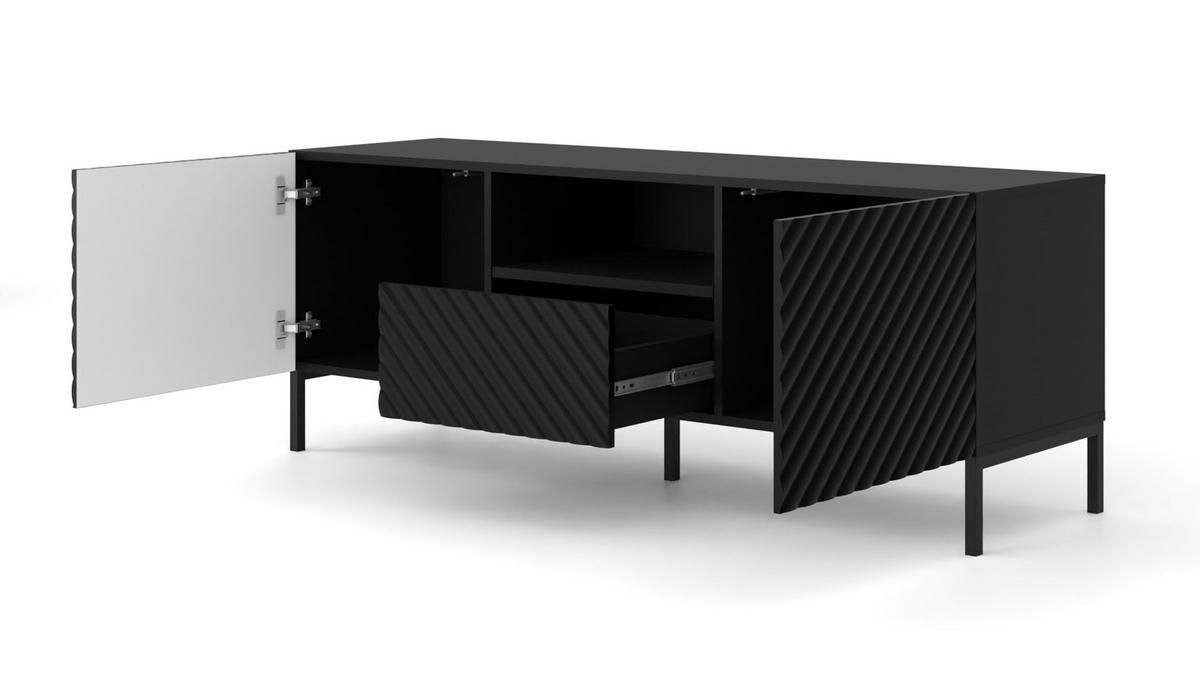 TV LOWBOARD Schwarz, Schwarz 150/56/42 - Schwarz, Holzwerkstoff (150/56/42cm) - RAUMHIRSCH FURNITURE