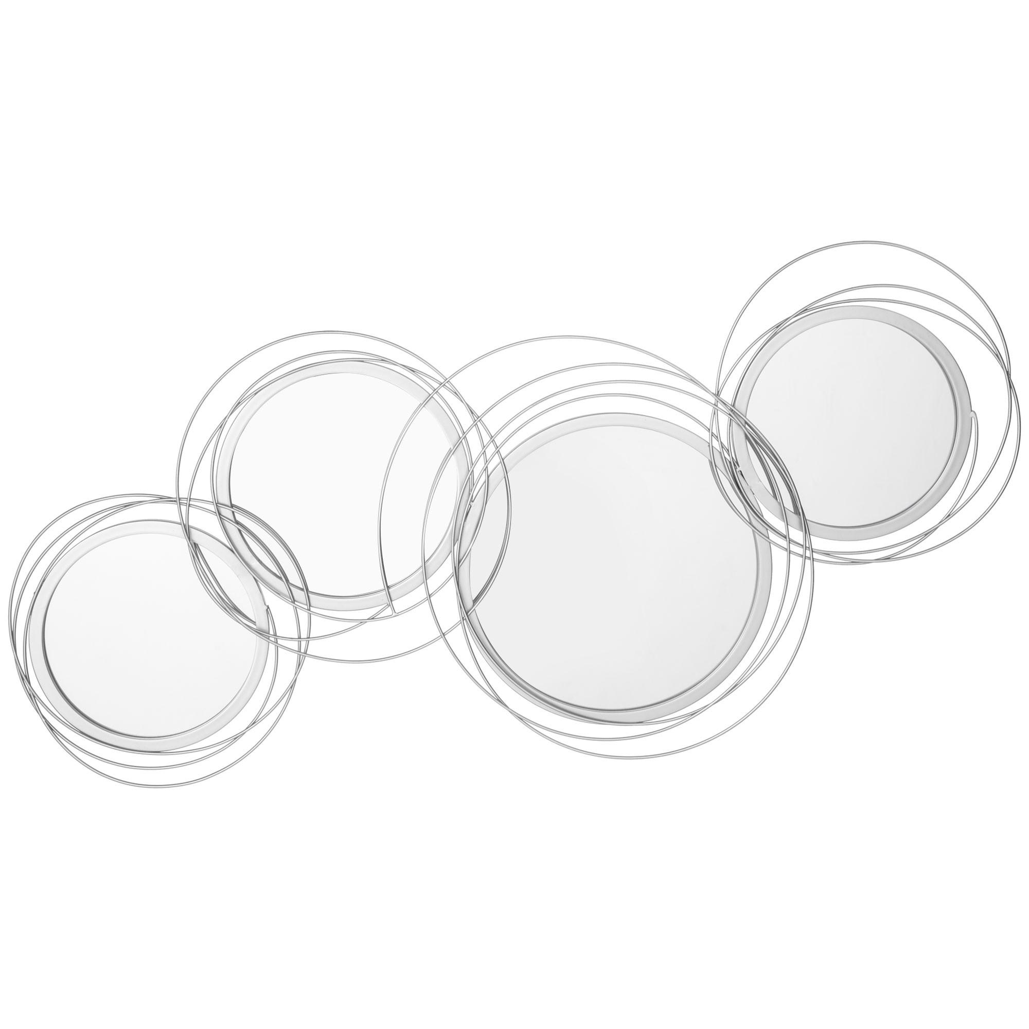 4ER Set Spiegel für Wanddekoration, Wanddekoration mit 4 runden Spiegeln Metall - Silberfarben, Metall (4/56/107cm) - HOMCOM