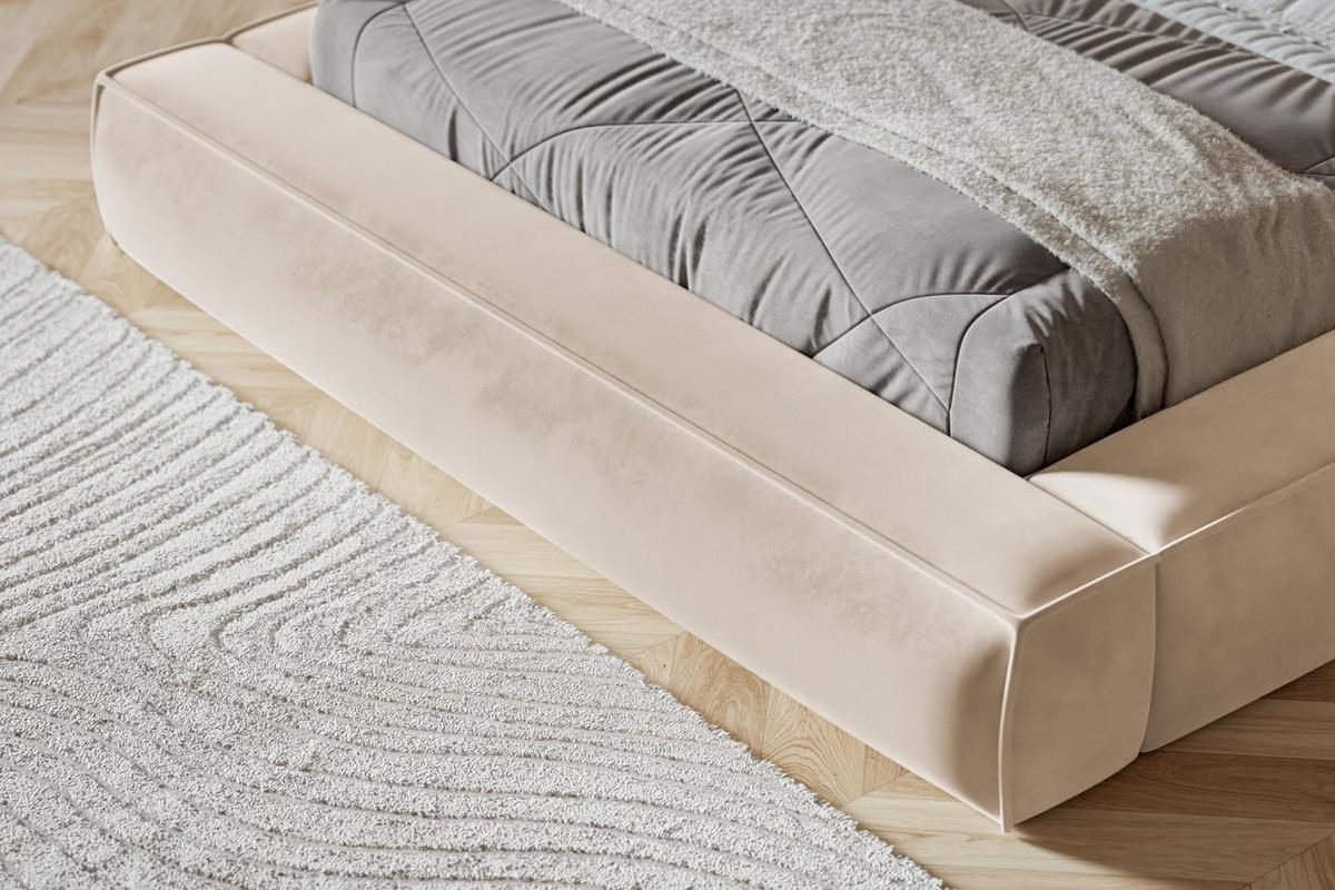 BETT 120x200 - Polsterbett mit Bettkasten und Holzrahmen - Modern Bett - Eleganter Catch-Me-Stoff - Kollektion Luna Maxi - Weiß - Weiß, Holz/Textil (120/200cm) - Alpi-Möbel