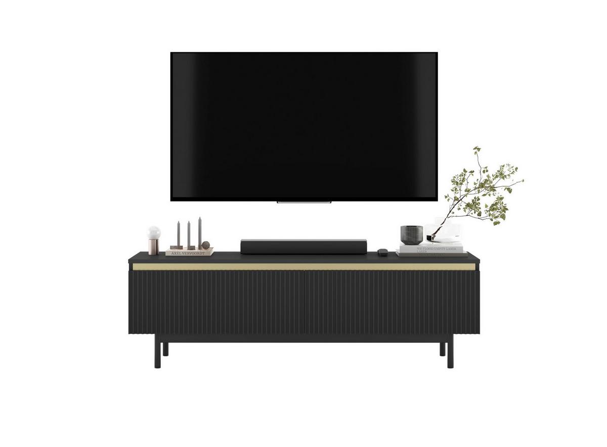TV-SCHRANK Selene Schwarz Matt mit Metallrahmen 140 cm - Schwarz, Holzwerkstoff (140/44/35cm) - Meble Lindner