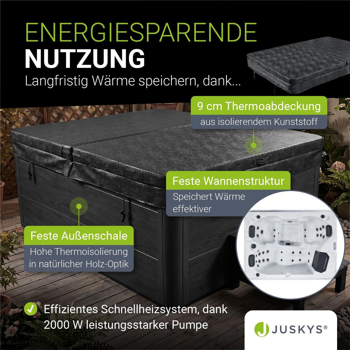 WHIRLPOOL Oasis mit Treppe Outdoor - Anthrazit, Kunststoff (210/80/160cm) - Artsauna