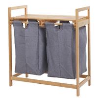WÄSCHESAMMLER Braun, Grau - Braun/Grau, Holz (64/74/33cm) - MCW