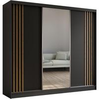 SCHWEBETÜRENSCHRANK Nela II 240/216/61 schwarz mit Schubladen - Schwarz/Eiche Artisan, Holzwerkstoff (240/216/61cm) - Beautysofa