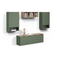 WOHNWAND Piave Grün 5 Teile - Grün, Holzwerkstoff (80/50/40cm) - Livinity®