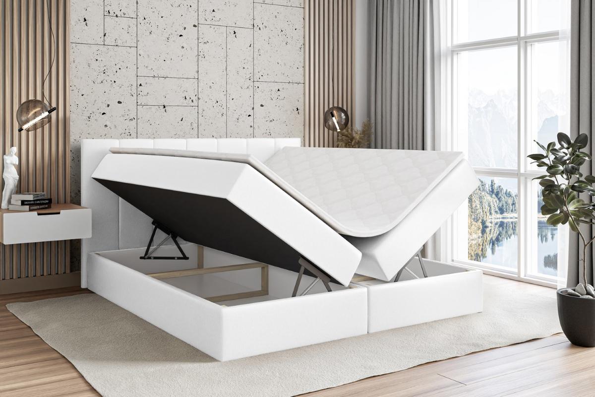BOXBETT mit Matratze H4 und Lattenrost - MOETI - 140x200 cm - H4 - Weiß Hochglanz - Weiß Hochglanz, Holzwerkstoff (140/200cm) - ALTDECOR