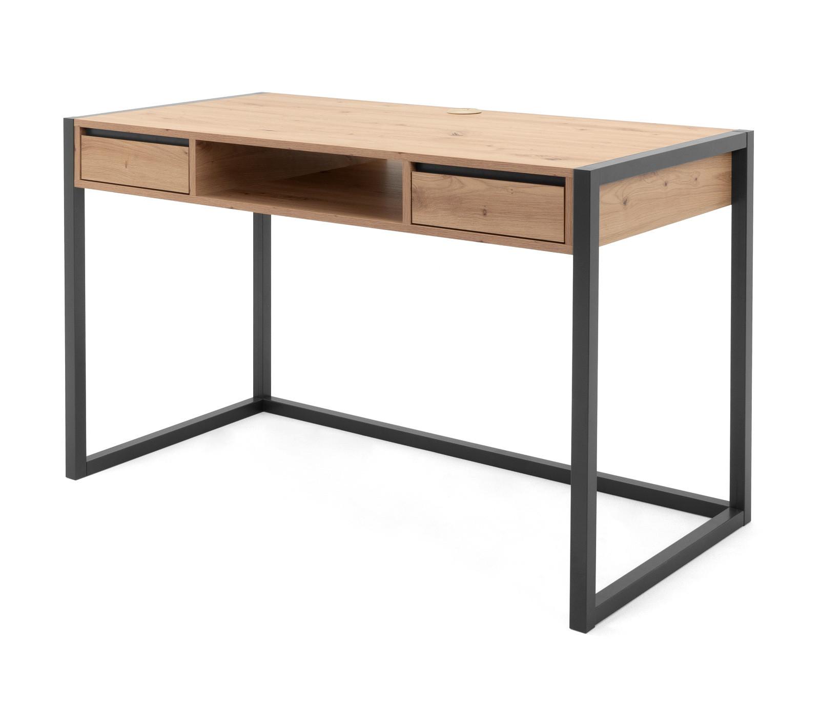 SCHREIBTISCH Artisan Eiche, anthrazit 120 cm, Industrial Design, Laptoptisch mit Schubladen - Anthrazit/Eiche Artisan, Holzwerkstoff (120/60/75cm) - Furn.Design