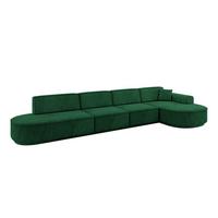 ECKSOFA Ottomane Rechts MARI-L3-v3 - 413x171x83 cm Dunkelgrün Velours - Dunkelgrün/Schwarz, Holzwerkstoff/Kunststoff (171/413cm) - ALTDECOR