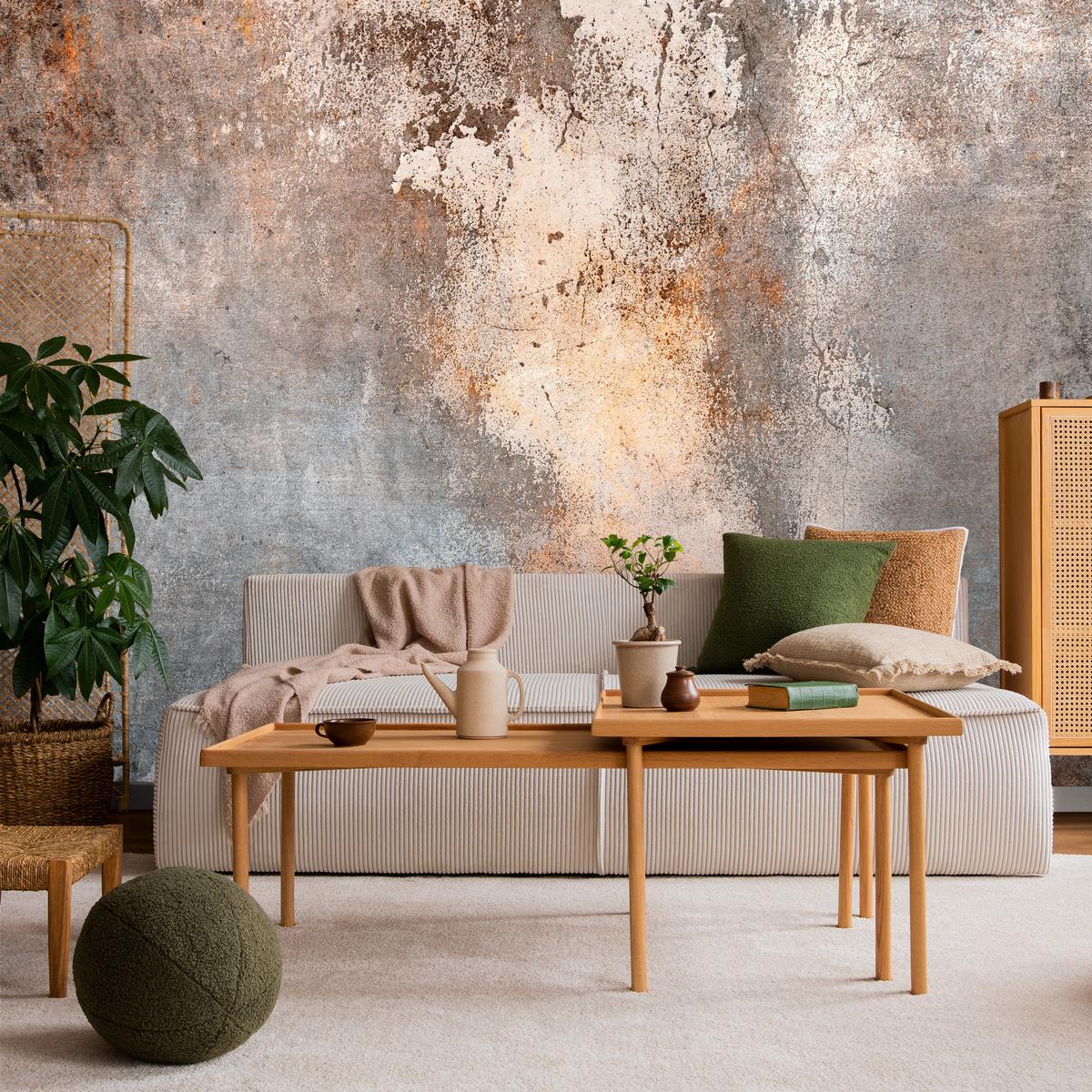 FOTOTAPETE für Wohnzimmer Beton Abstraktion 150x105 - Beige/Orange, Papier (150/105cm) - Muralo
