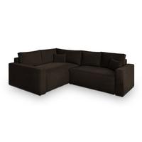 ECKSOFA ERONIS L-S Braun Velours-Stoff mit Schlaffunktion - Braun, Holz (265/194cm) - MASSENO