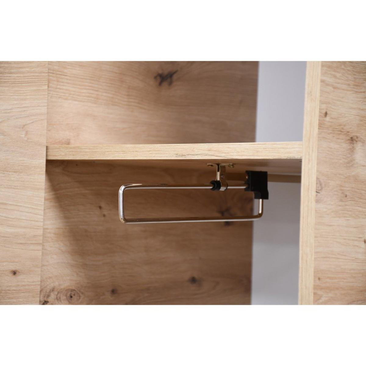 GARDEROBENSCHRANK Livia mit Aufhängern und Spiegel, Weiß, links - Schwarz/Weiß, Holzwerkstoff (137/207/42cm) - Beautysofa