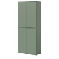 MEHRZWECKSCHRANK grün 70 x 175 cm, Stauraumschrank 4-türig mit 9 Fächern - Schwarz/Grün, Holzwerkstoff/Kunststoff (70/175/37cm) - Inn.Furn