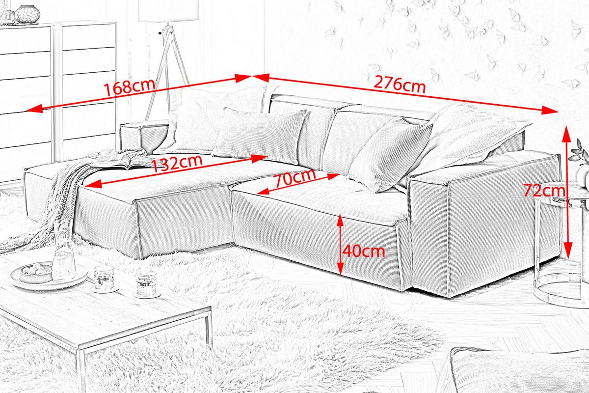 ECKSOFA SAMU Grün Cord - Schwarz/Grün, Textil (276/168cm) - KAWOLA