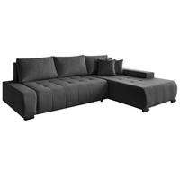 ECKSCHLAFSOFA Draco L Graphit - Graphitfarben/Schwarz, Textil/Metall (268/183cm) - Beautysofa
