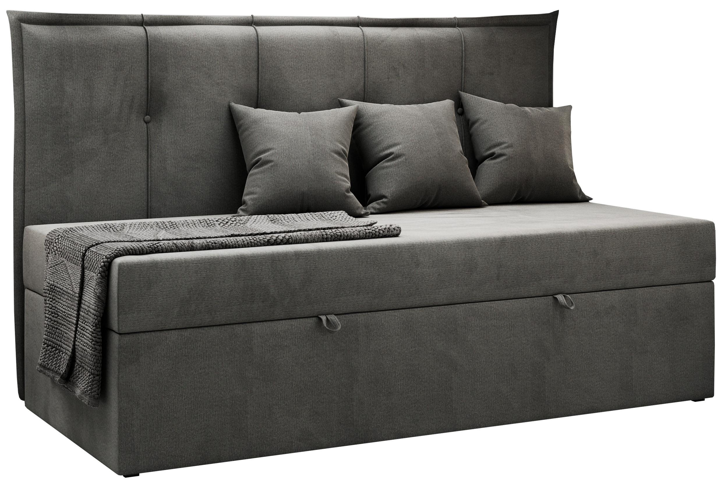 BOXBETT BANCO 90/200 Dunkelgrau Velvet hydrophob - H3 - Dunkelgrau, Holz/Textil (90/200cm) - MKS