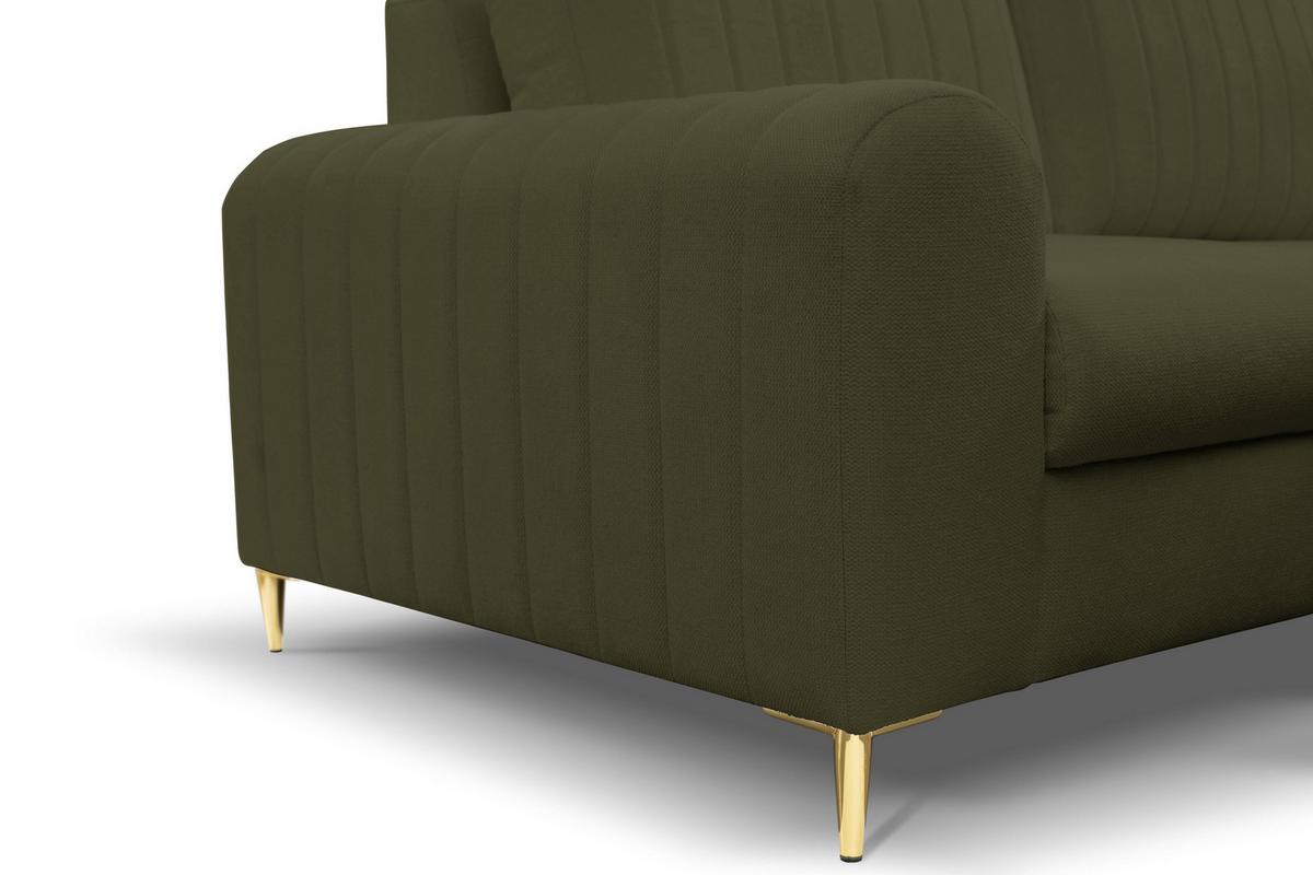 ECKSOFA VERONA R-S Grün Geflochtener Stoff mit Schlaffunktion - Grün, Holz (251/164cm) - MASSENO