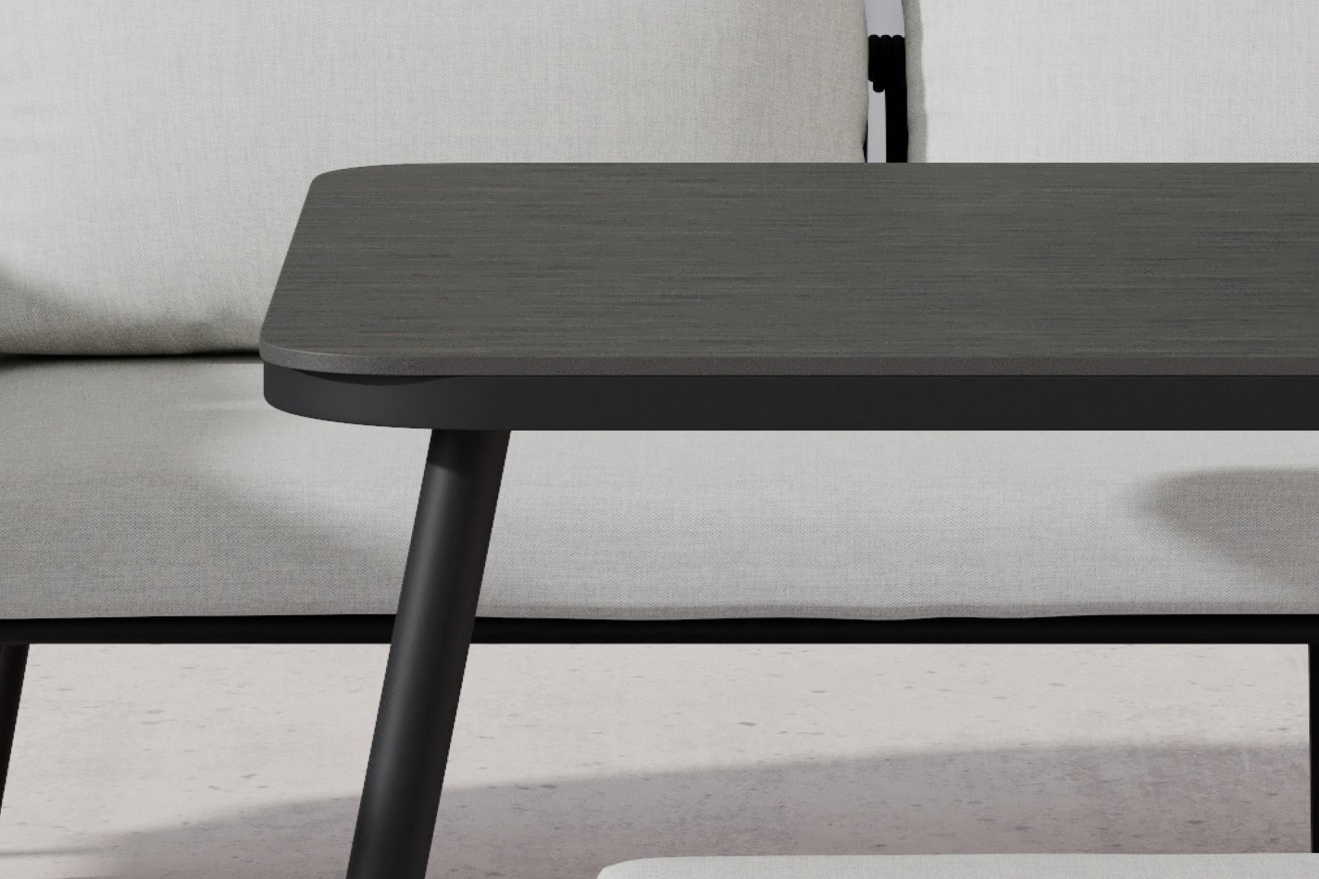 Dining-Loungeset Tisch Dunkelgrau wetterbeständig Aluminium Eisen pulverbeschichtet Polywood matt 