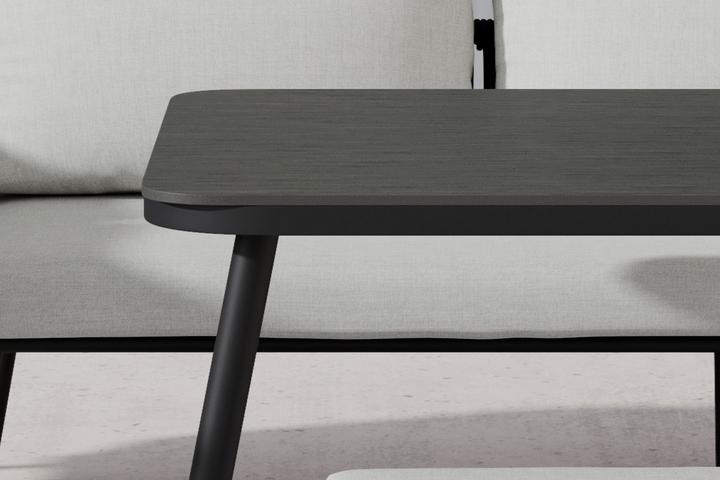 Dining-Loungeset Tisch Dunkelgrau wetterbeständig Aluminium Eisen pulverbeschichtet Polywood matt