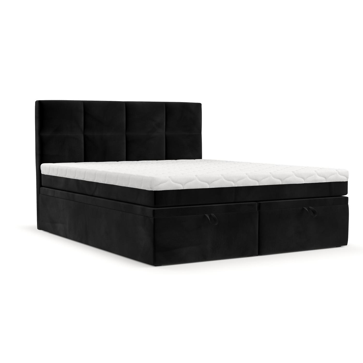 BOXBETT Tessa 180/200 cm Schwarz im Kronos Stoff - Schwarz, Holz/Holzwerkstoff (180/200cm) - AltaBeds
