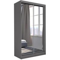 SCHWEBETÜRENSCHRANK Debra 150/216/61 graphit mit Spiegel - Graphitfarben, Holzwerkstoff (150/216/61cm) - Beautysofa