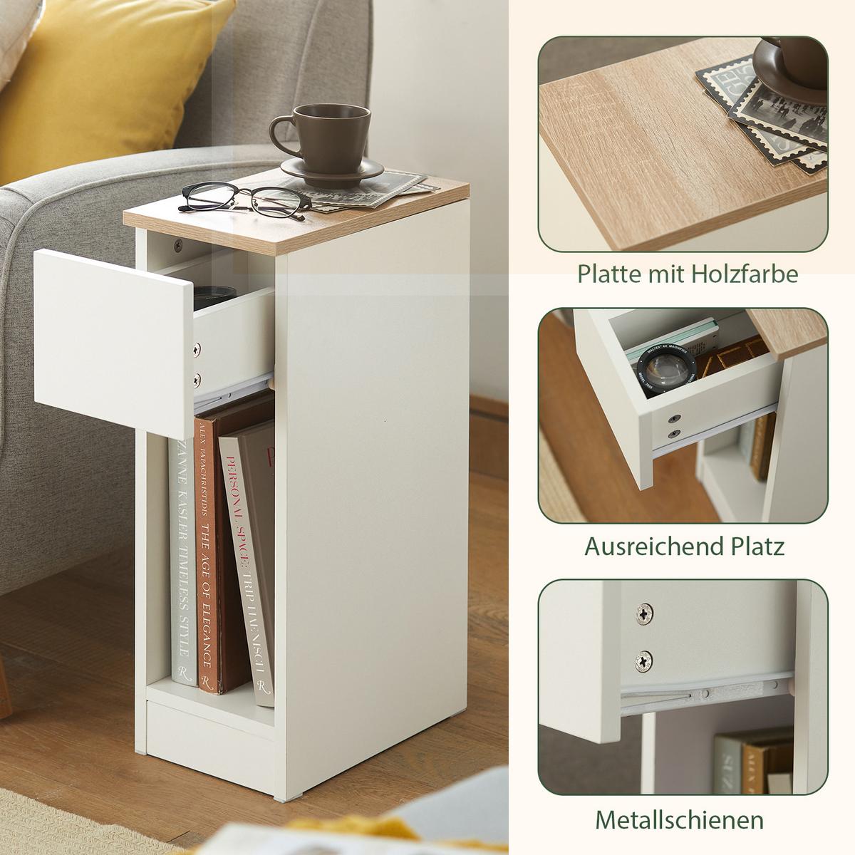 NACHTTISCH 2er Set, Weiß, 20x60x35cm - Weiß, Holzwerkstoff (20/60/35cm) - SoBuy