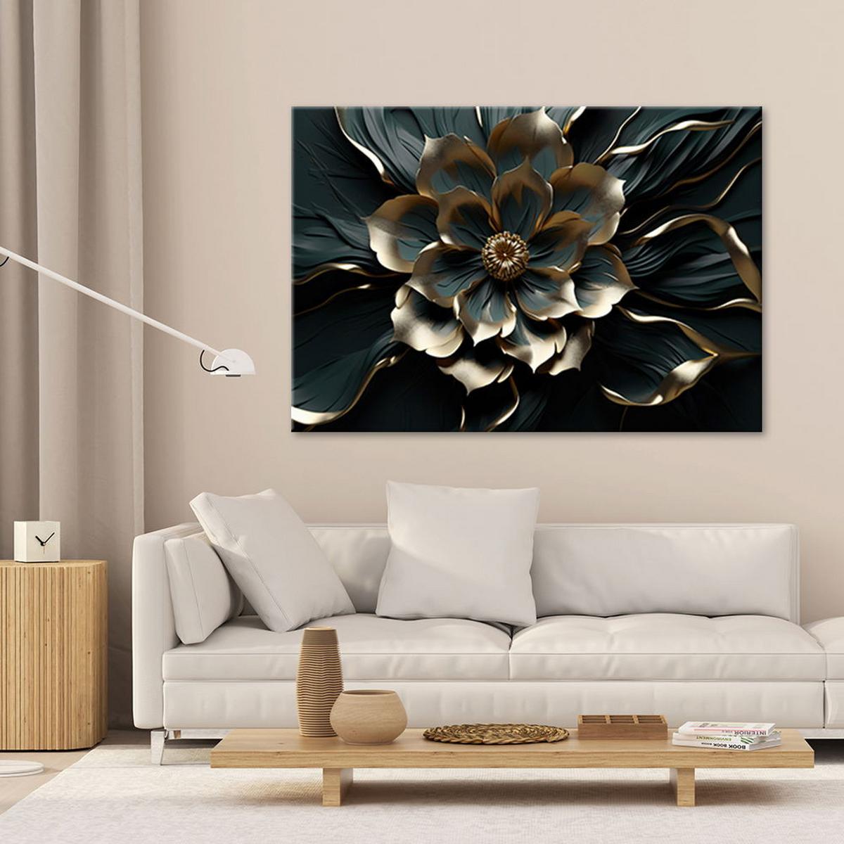 KUNSTDRUCK Schwarz 60/40 cm - Schwarz, Textil (60/40cm) - KUNSTLOFT