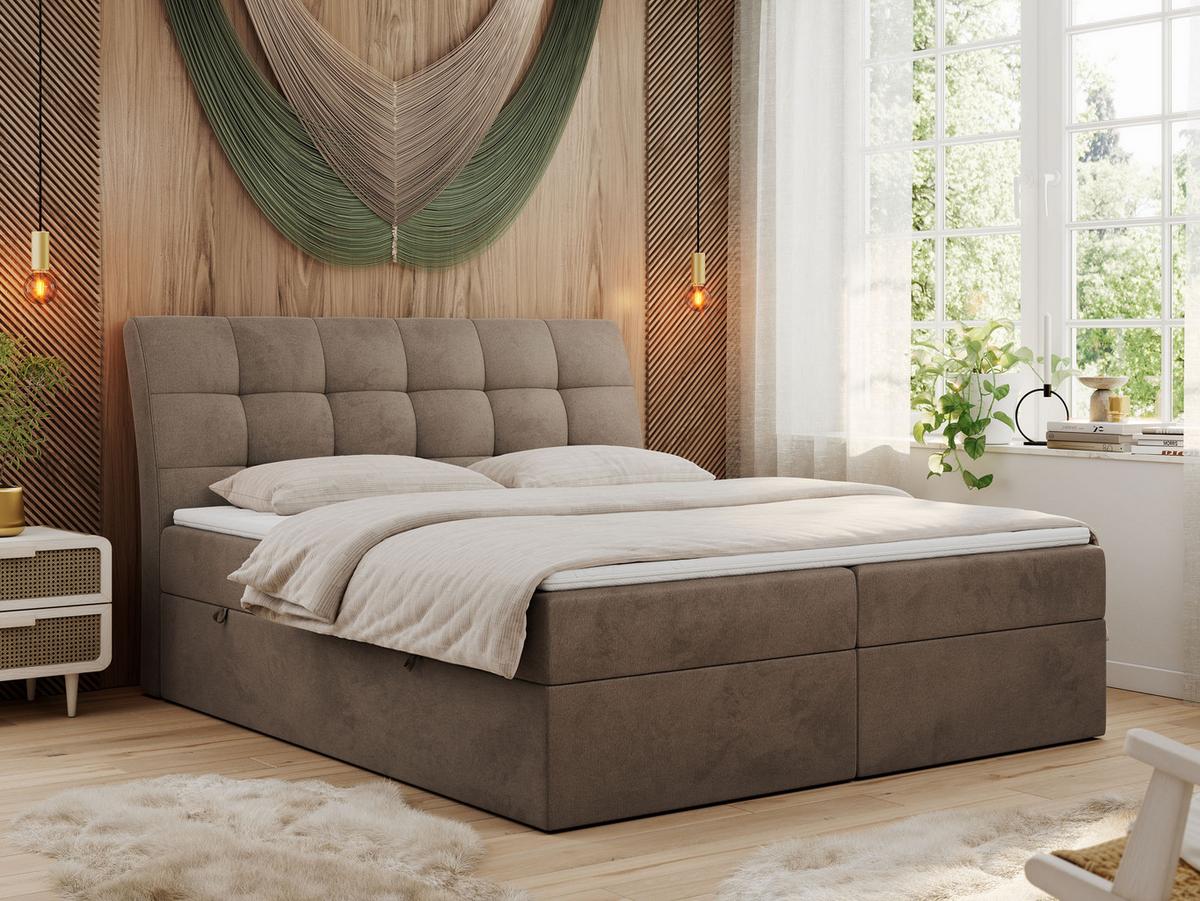 BOXBETT DIEGOS 180/200 Braun Velvet - H4 - Braun, Holz/Textil (180/200cm) - MKS