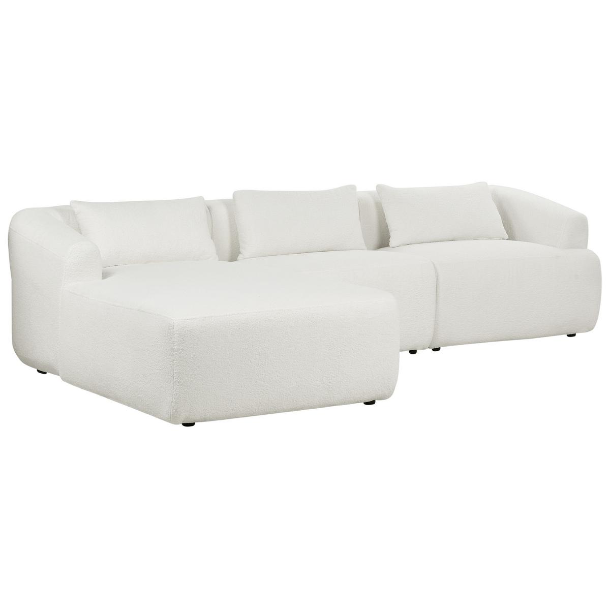 3-SITZER-ECKSOFA aus Bouclé weiß linksseitig Svansele - Weiß, Textil (278/174cm) - Beliani