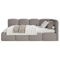 JUGENDBETT Cloudy rechts mit Matratze Bouclé Grau - Grau, Kunststoff/Textil (90/200cm) - Selsey