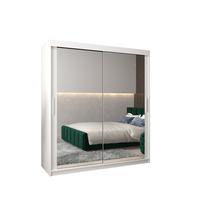 SCHWEBETÜRENSCHRANK 200/180/62 2-türig - Silberfarben/Weiß, Holz/Kunststoff (180/200/62cm) - MÖBEL KRYSPOL
