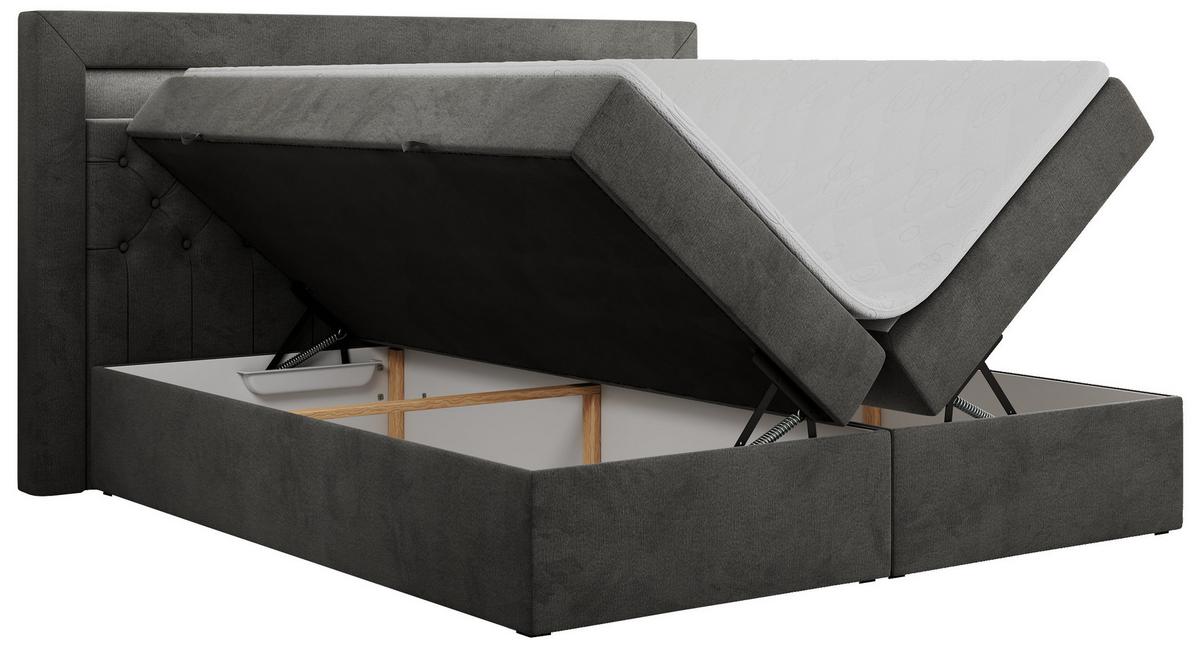 BOXBETT GOLD-6 LED 200/200 Dunkelgrau Velvet - H4 - Dunkelgrau, Holz/Textil (200/200cm) - MKS